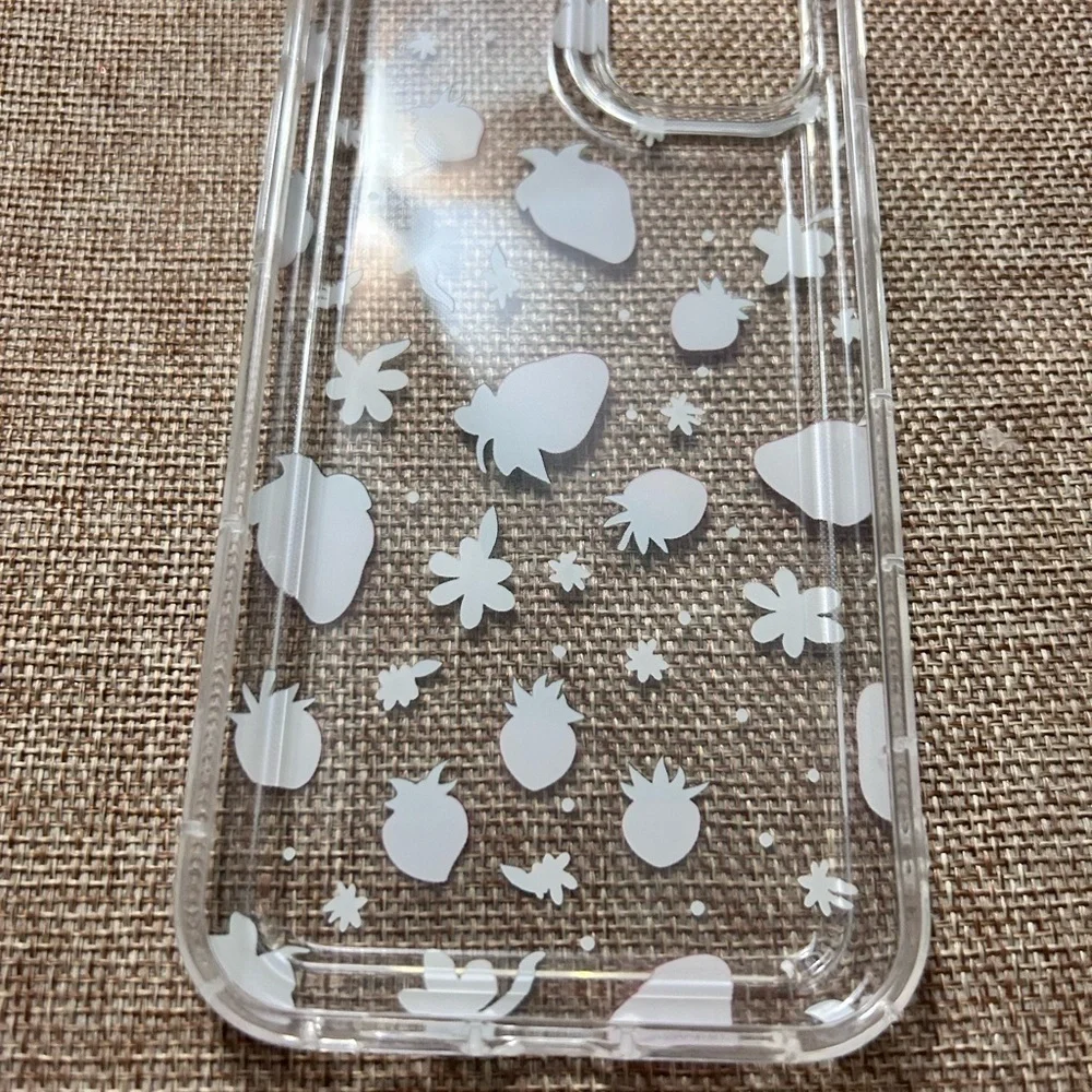 iPhone 14 Plus Case Clear W Strawberries  See description for compatible iPhone